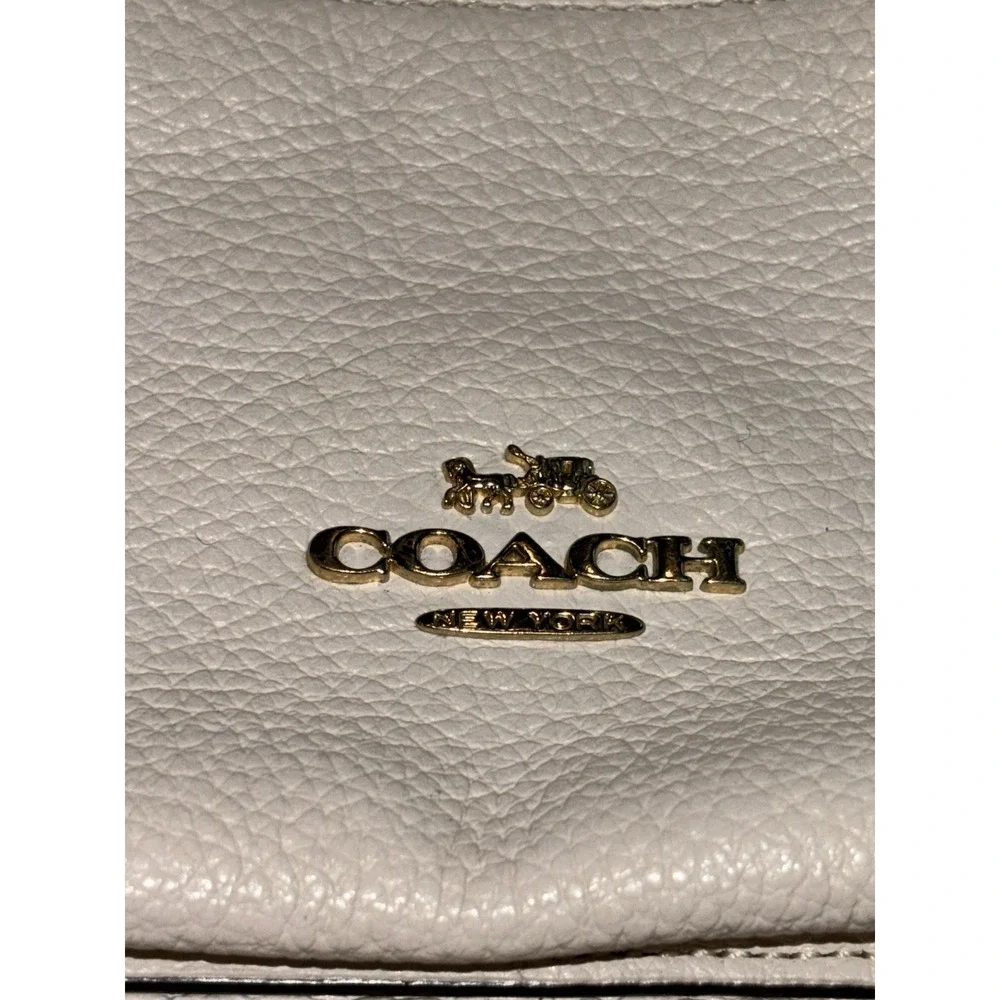 COACH Charlie Backpack Pebble Leather White Unisex Genuine Leather Bag 13x11x4 - Picture 15 of 16